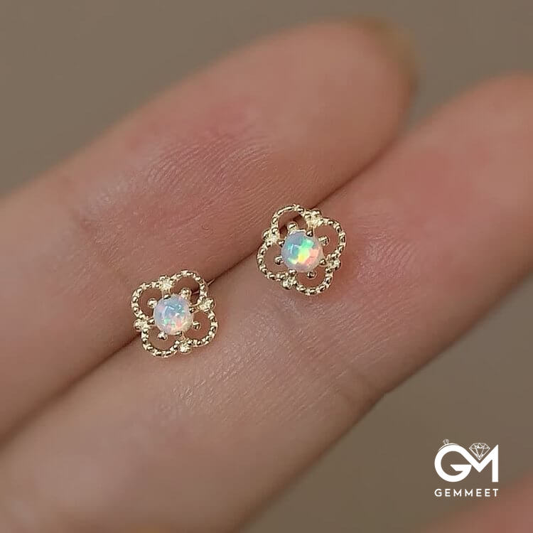 Delicate Vintage Opal Rhombic Earrings