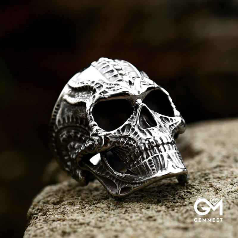 Titanium Steel Alien Punk Skull Ring