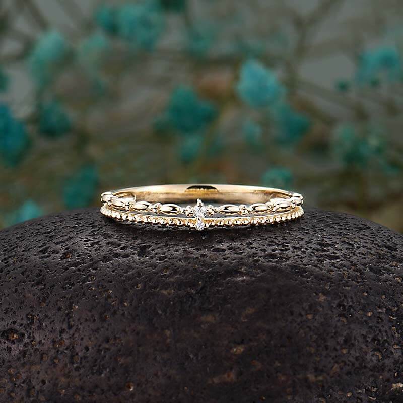 Delicate Milgrain Stacking Wedding Ring