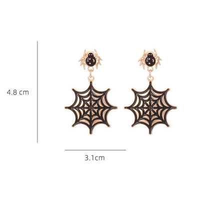 Halloween Spider Web Earrings Personality Temperament Alloy Drop Oil Spider Earrings Gothic Dark Earrings