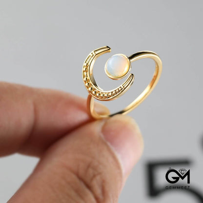 Moon Sun Accessory Moonstone Adjustable Ring