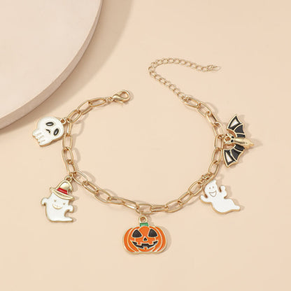 Halloween Funny Cartoon Cute Pumpkin Ghost Skull Pendant Bracelet For Women