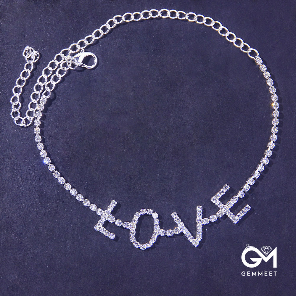 Summer Fashion Word LOVE Zircon Anklet