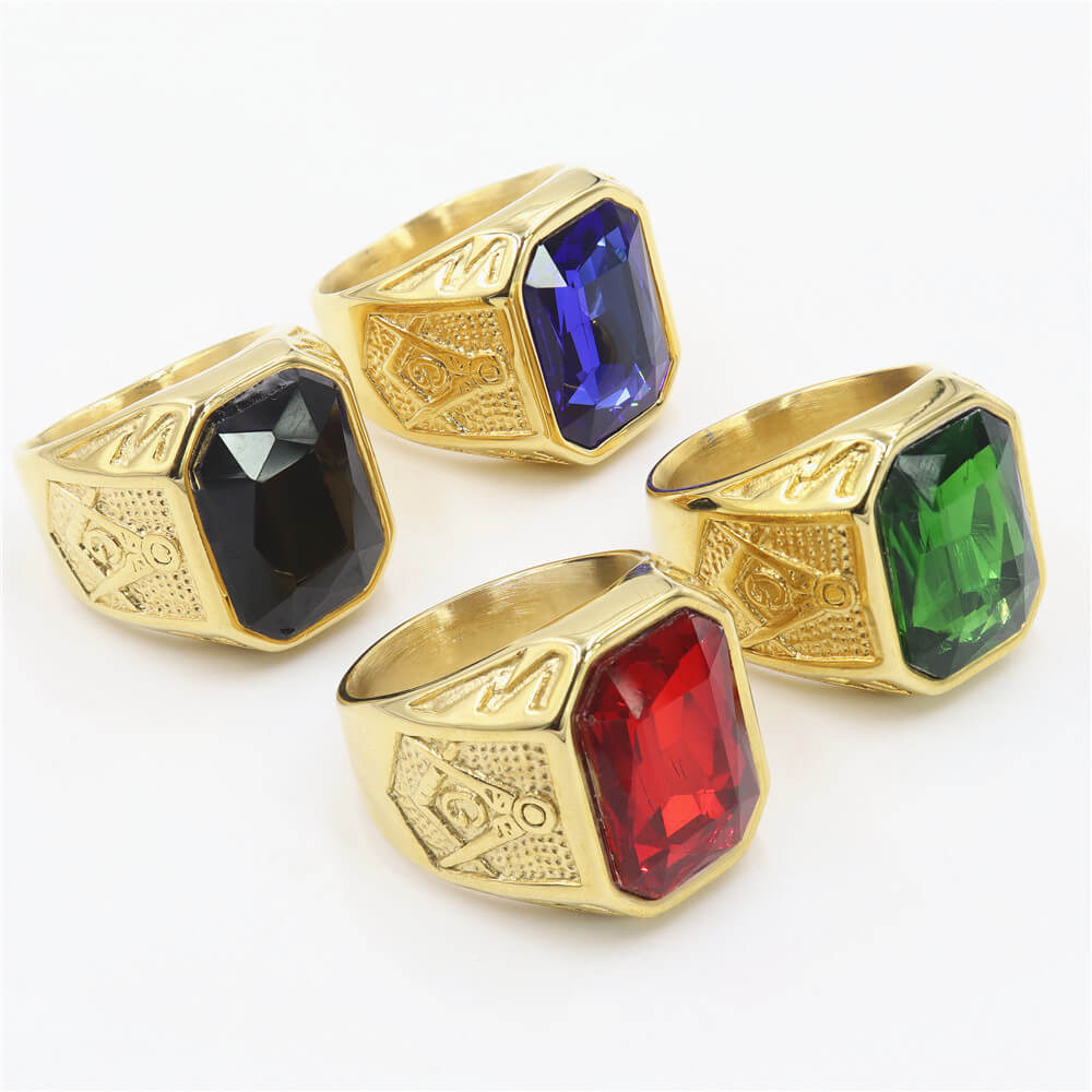 Stainless Steel Colored Stone Ring