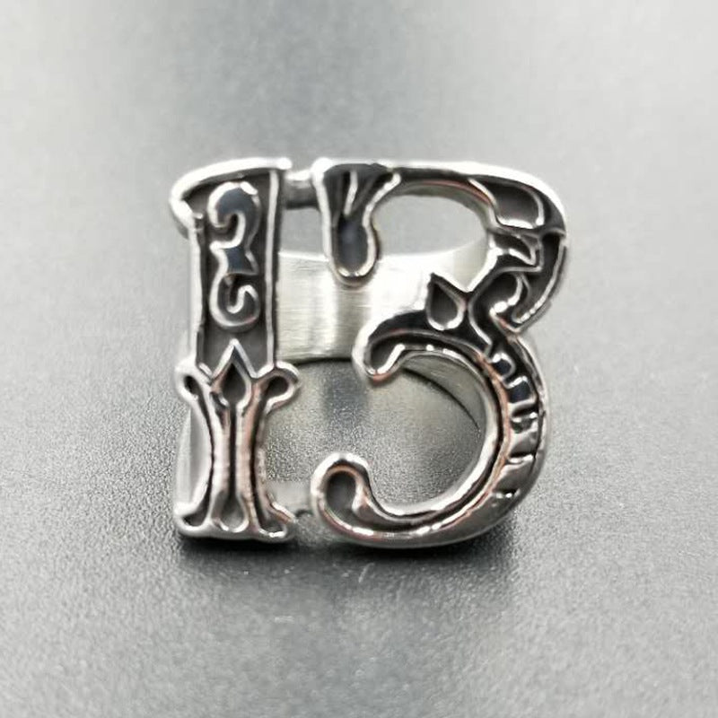 Vintage Personality Titanium Steel Pattern Ring