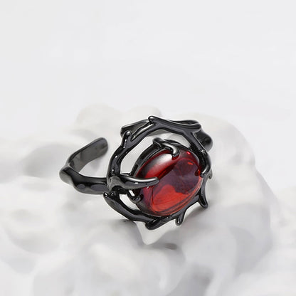 Imitation Pomegranate Red Dark Black Trendy Cool Black Ring