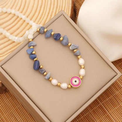 Natural Moonstone Pearl Evil Eye Necklace