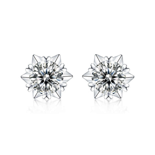 White Gold Hexagram Full Stones Moissanite Stud Earrings