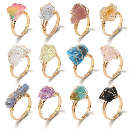 Natural Irregular Rough Wire Wrap Gemstone Ring