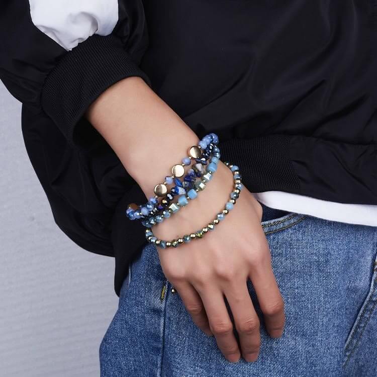 Colorful Natural Crystal Winding Multilayer Adjustable Bracelet