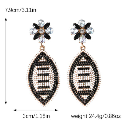 New Casual Sports Rugby Alloy Rice Beads Set with Zircon Earrings