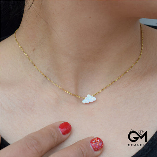 Small Opal Cloud Lightning Necklace