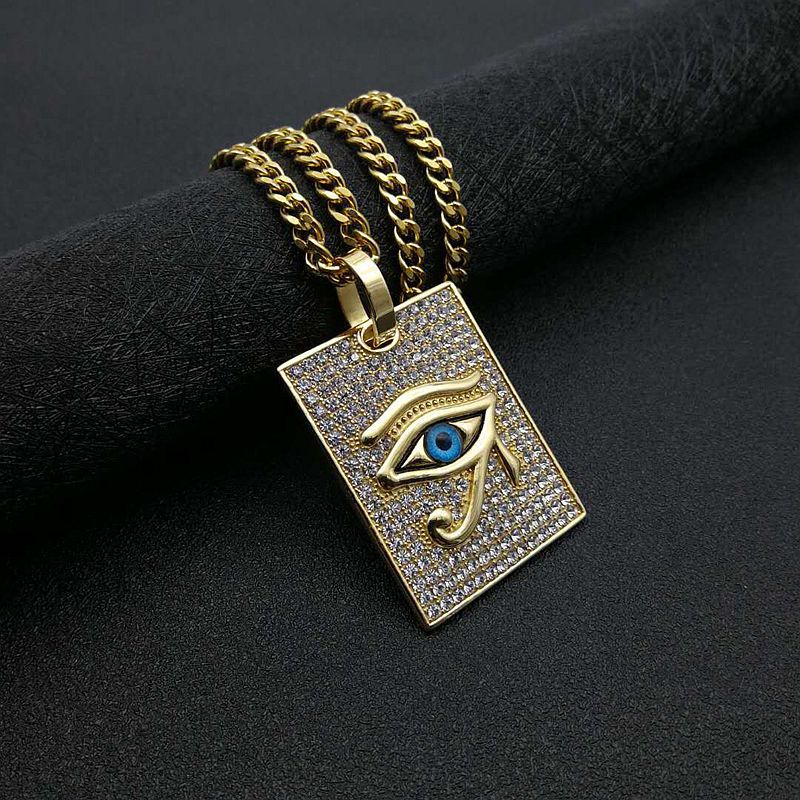 HIPHOP Jewelry Gold Plated Zircon Eye of Horus Pendant