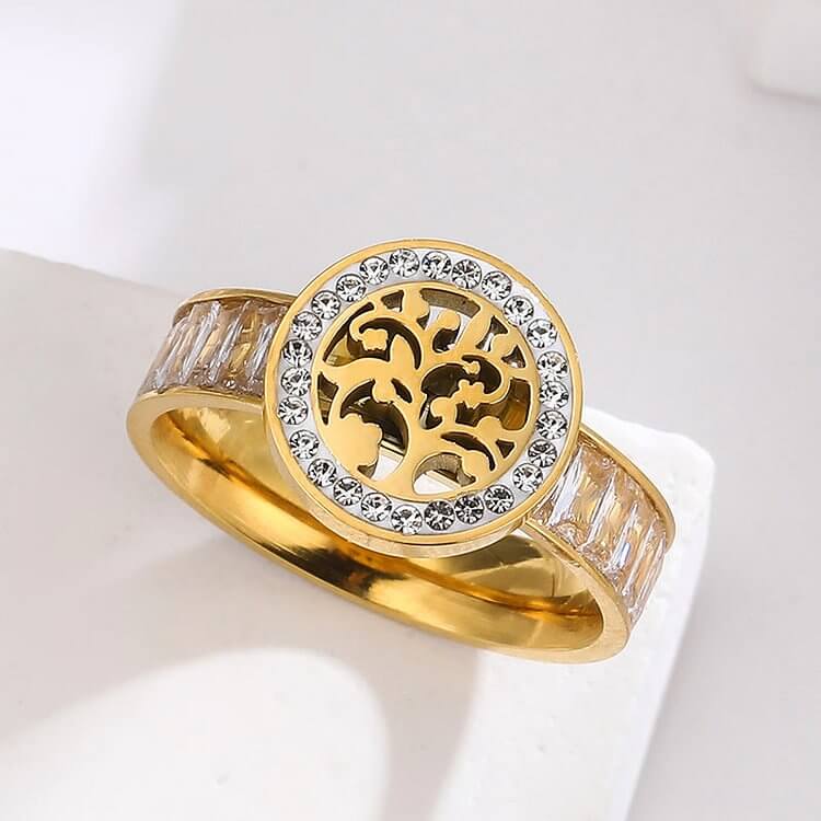 "Growth" - Elegant Zircon Tree of Life Ring