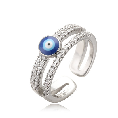 Evil Eye 2 Layers Full Stones Band Ring