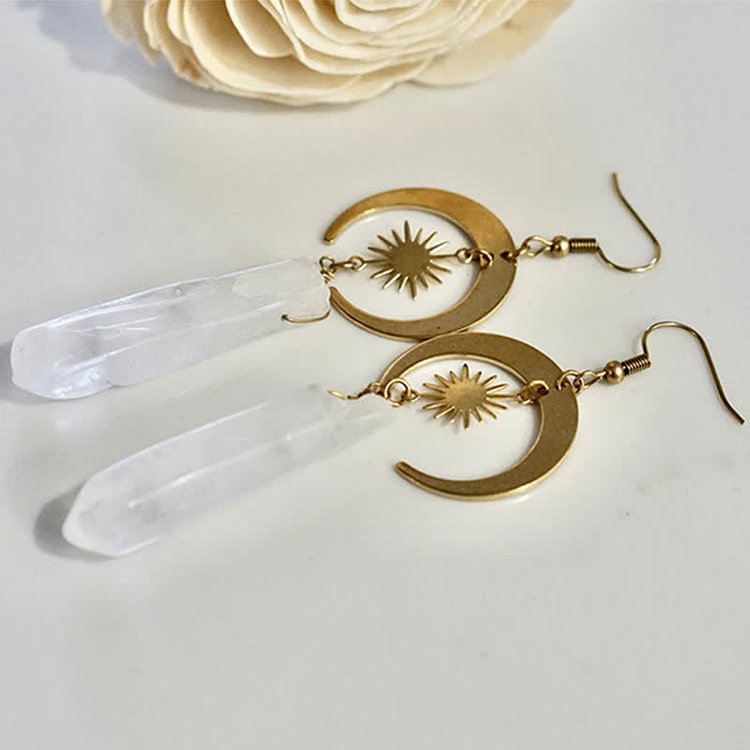 Bohemia Crescent Moon Clear Crystal Earrings