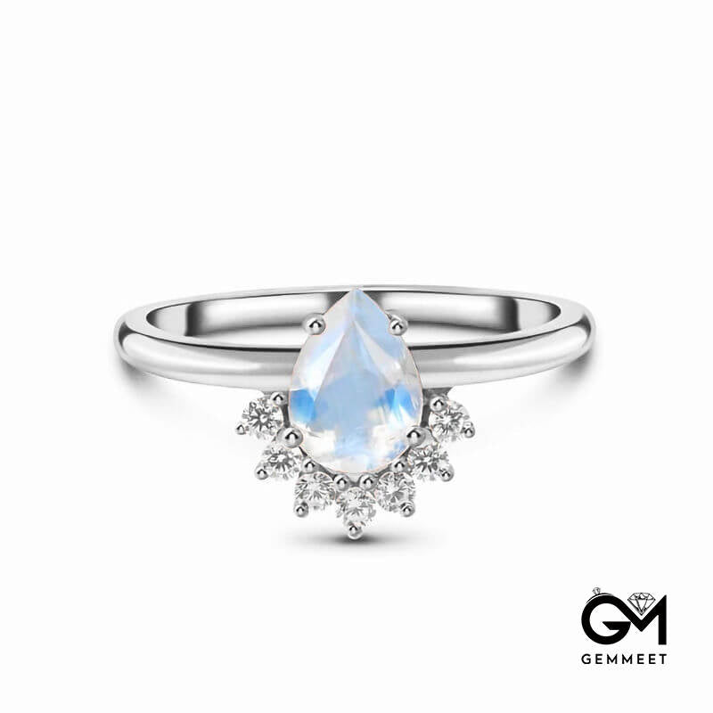 Simple White Gold Moonstone Ring