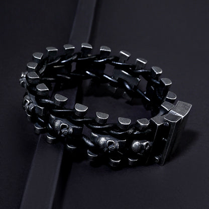 Skull Domineering Retro Woven Leather Bracelet