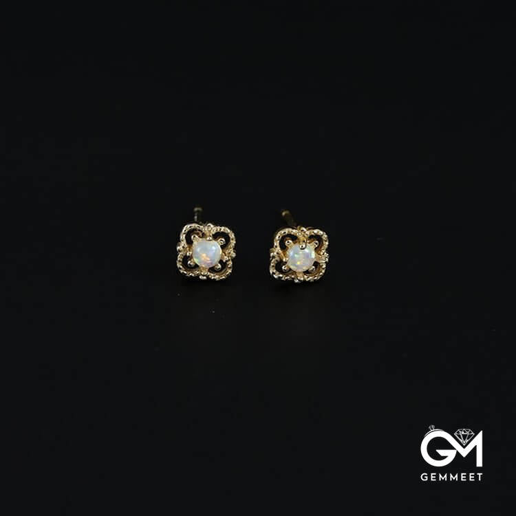 Delicate Vintage Opal Rhombic Earrings