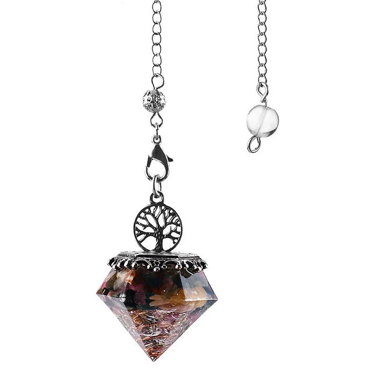 Natural Crystal Geometric Tree of Life Pendulum