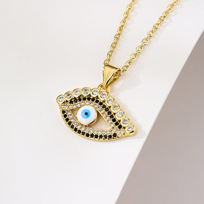 Hollow Evil Eye Full Stones Pendant Necklace