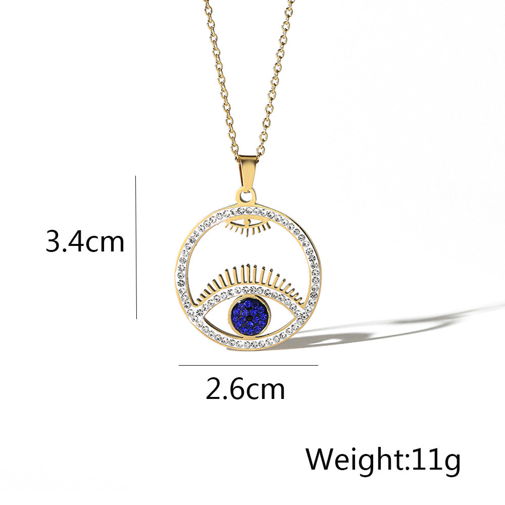 Evil Eye Hollow Full Stones Pendant Necklace