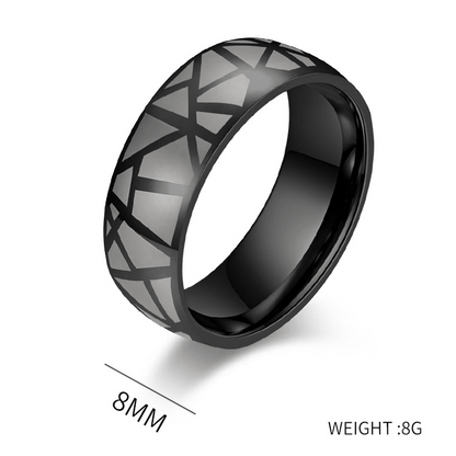 Simple Cracked Stainless Steel Men's Ring