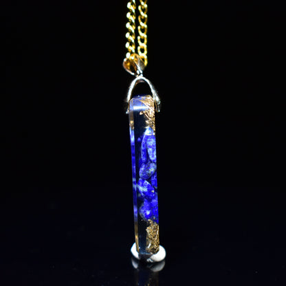 Resin Lapis Lazuli Hexagram Pendant Necklace