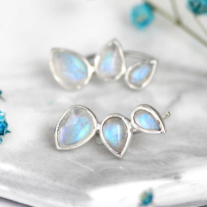 Presale: Teardrop Moonstone Ear Climber Earrings