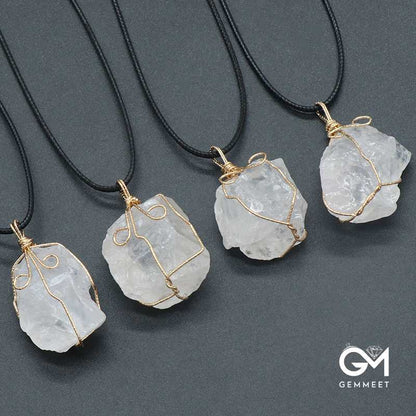 Silk Clear Crystal Irregular Stone Necklace