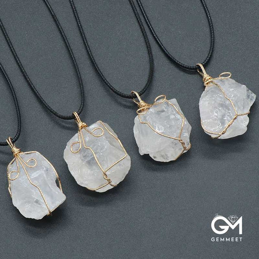 Silk Clear Crystal Irregular Stone Necklace