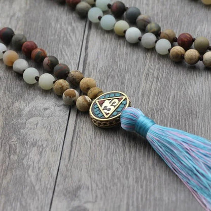 Multicolored Tassel Mala Rosary Beads Necklace