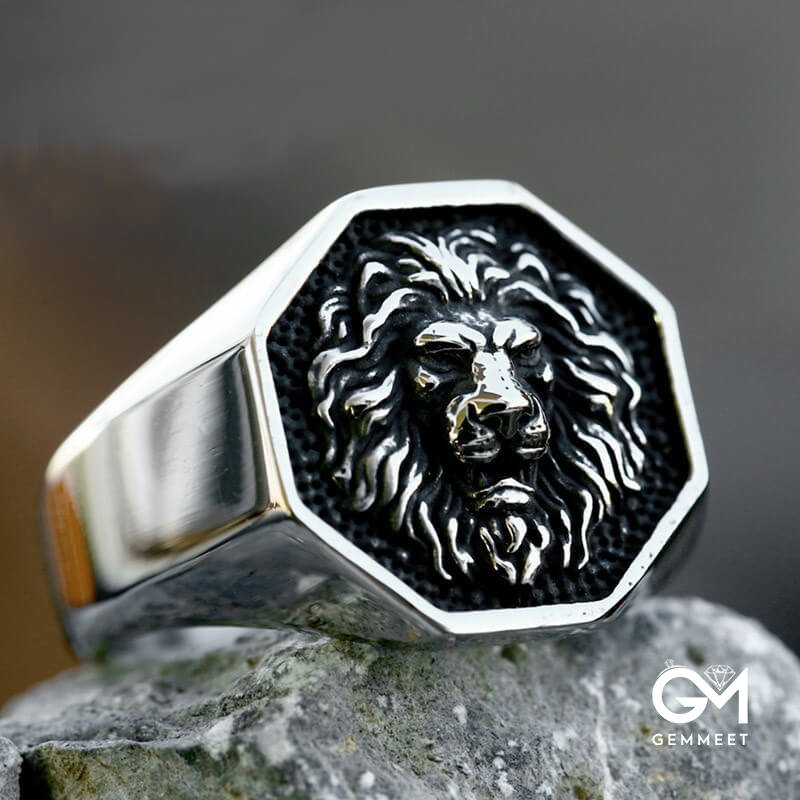 Vintage Stainless Steel King Lion Ring