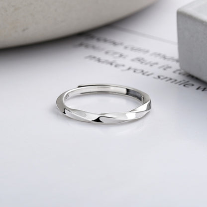 S925 Sterling Silver Small Fresh Ring Twist Design Sense Opening Ring