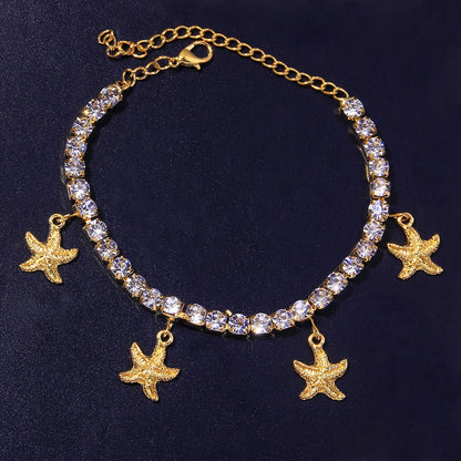 Alloy Shell Starfish Zircon Anklet