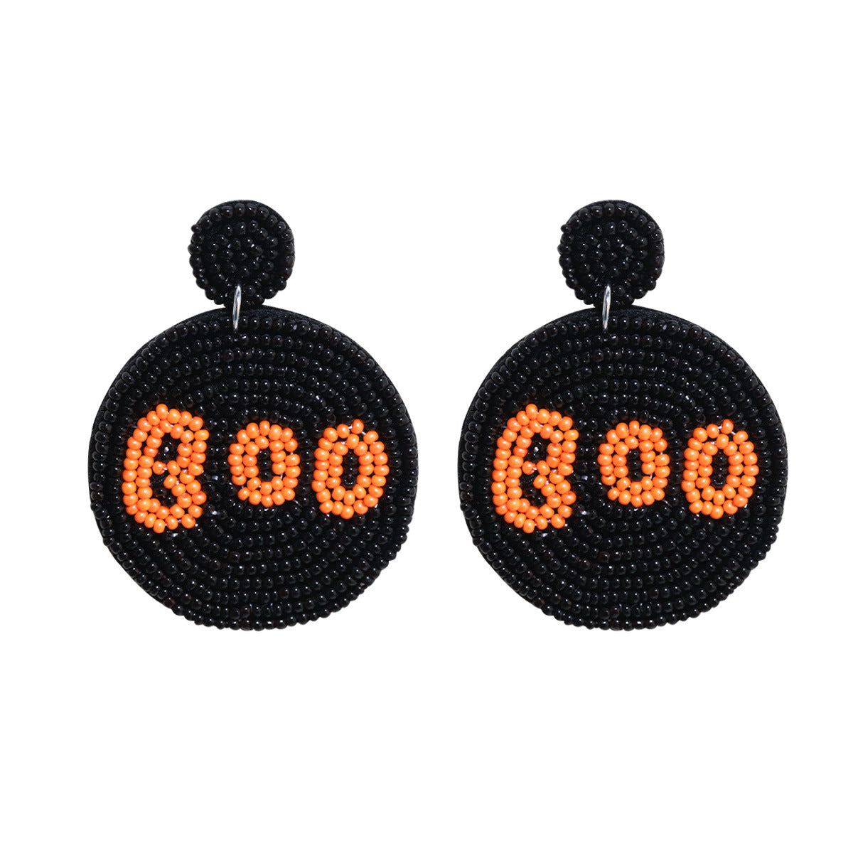 Halloween Handmade Rice Beads Round Letter BOO Funny Earrings