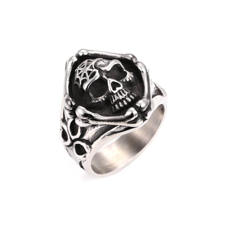 Spiderweb Skull Titanium Steel Ring