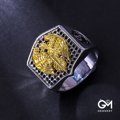 Retro Personality Golden Eagle Sword Ring