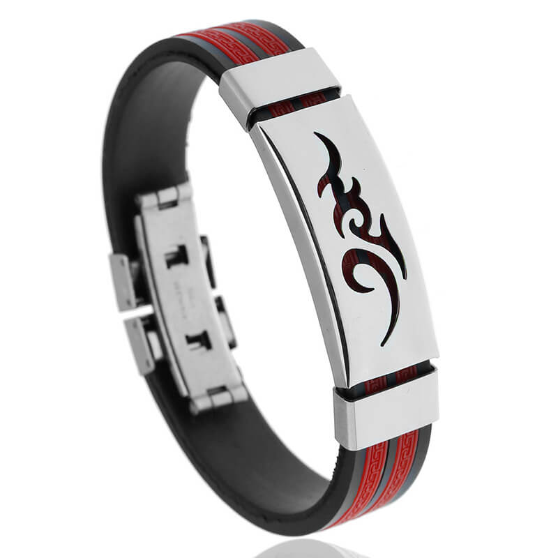 Personalized Fire Cloud Flame Silicone Stainless Steel Bracelet