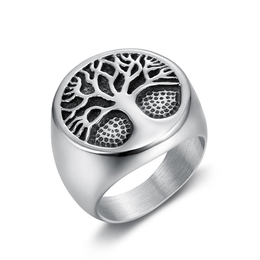 Personalized Vintage Tree of Life Titanium Steel Ring