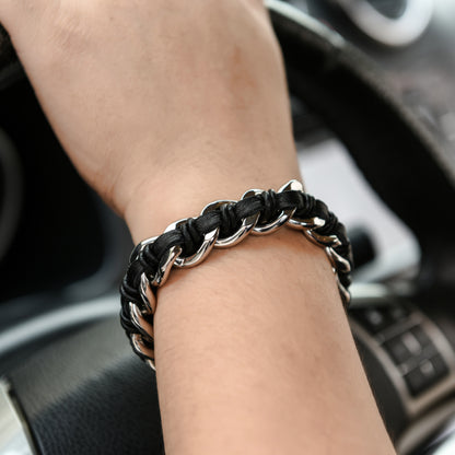 Halloween Vintage Titanium Steel Skull Braided Bracelet