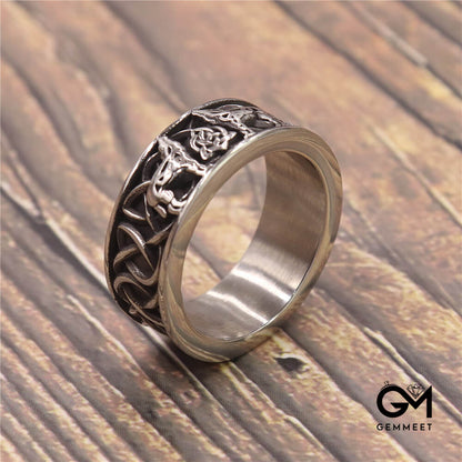 Stainless Steel Viking Wolf Personality Ring