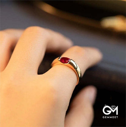 Garnet Gold Plated Minimalist Luxury Ring