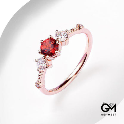 Rose Gold Plated Garnet Ring