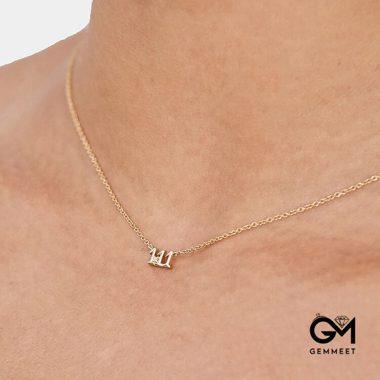 925 Sterling Silver Angel Number Collarbone Necklace