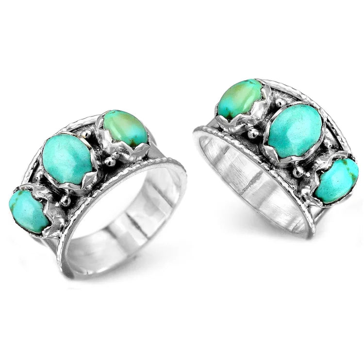 Three Stone Bohemian Turquoise Ring