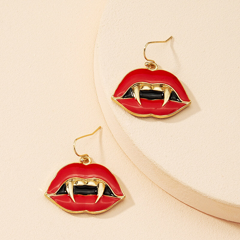 Christmas Oil Drip Lips Earrings Creative Stud Earrings