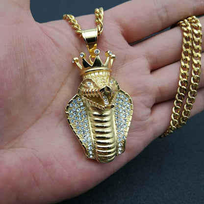 Hiphop Jewelry Gold-plated Inlaid Zircon Cobra Pendant