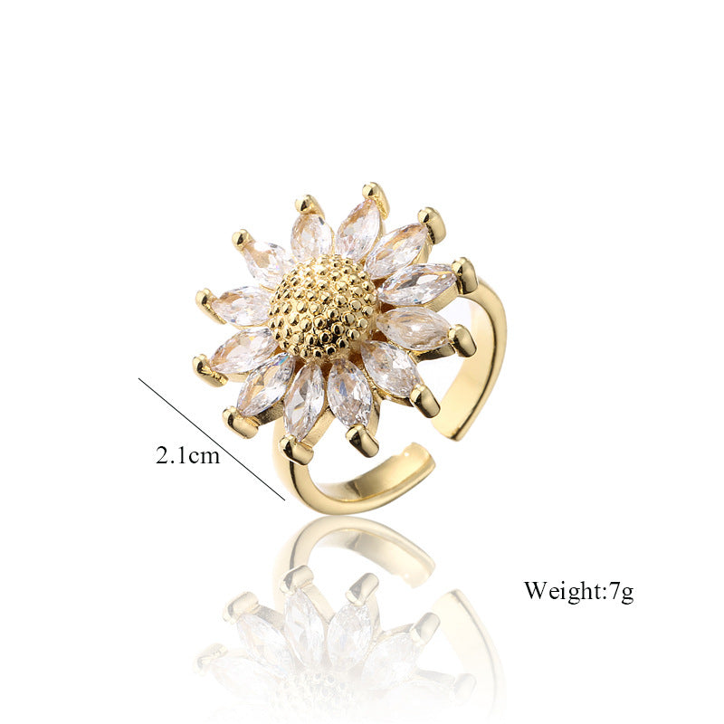 Sunflower Shape Full Stones Ring