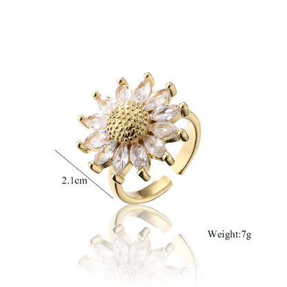 Sunflower Shape Full Stones Ring